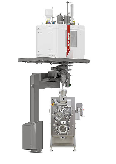 Vertical Set Up of Dry Granulation – Gericke Formulation Skid with Gerteis Roller Compaction