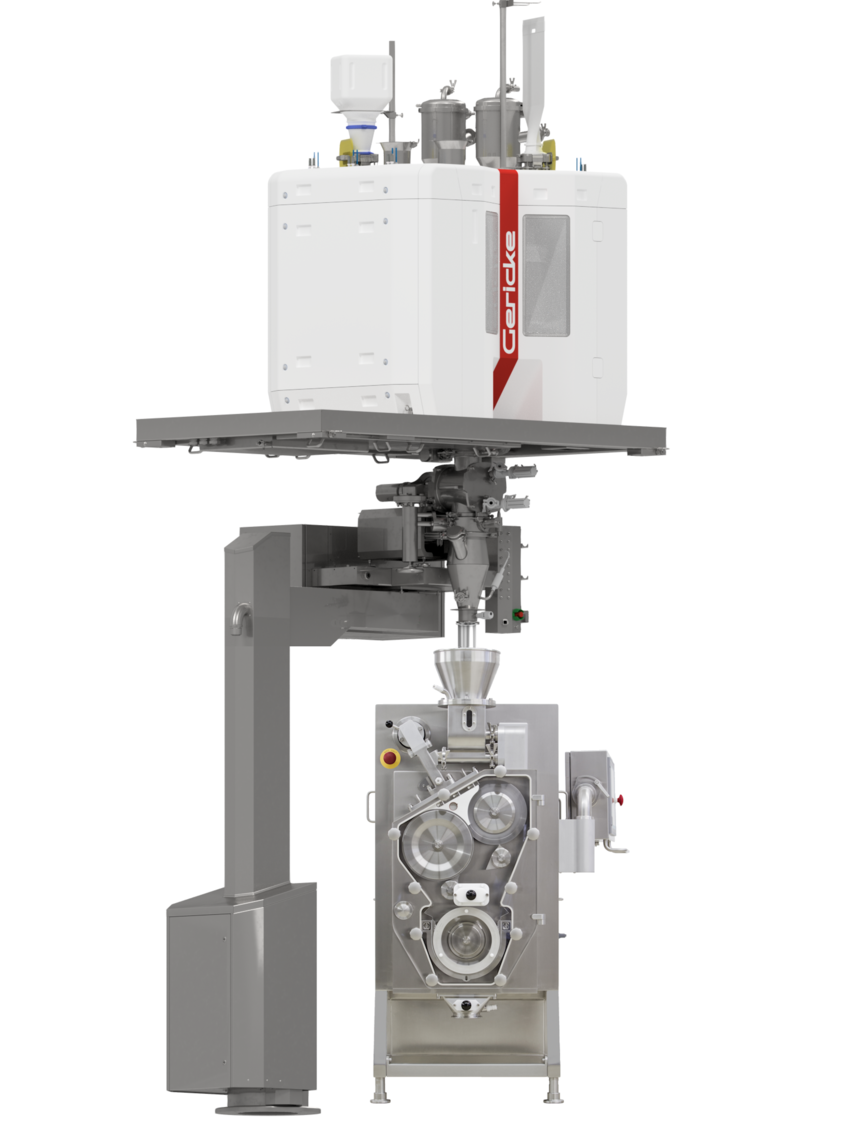 Vertical Set Up of Dry Granulation – Gericke Formulation Skid with Gerteis Roller Compaction